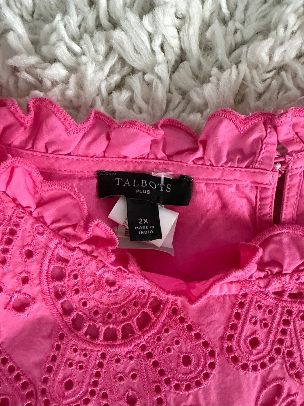 Talbots Bright Pink Eyelet Lace Tunic - Picture 3 of 3